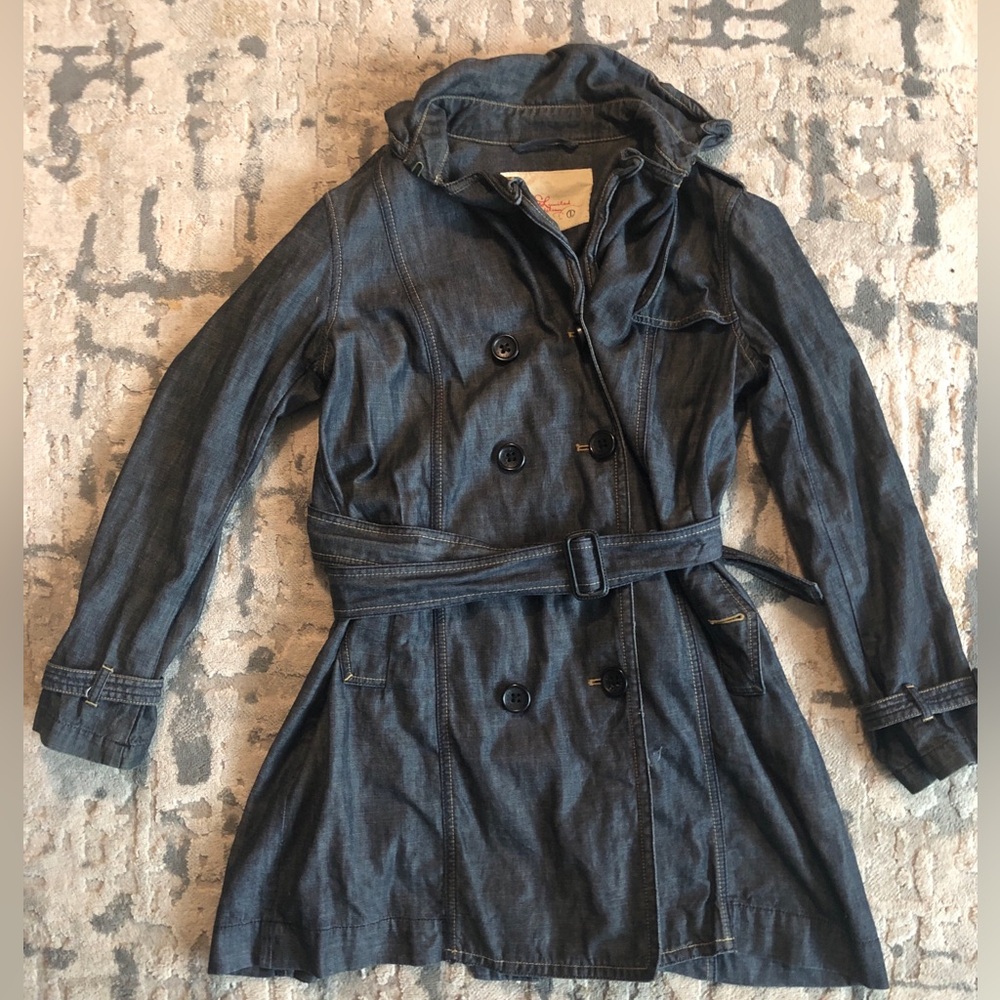 Vintage gap denim trench belted long coat women’s large 2000s